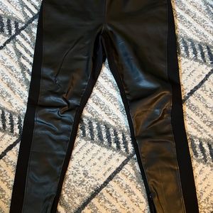 Ralph Lauren Black Faux Leather Pull-on Stretch Ankle zippered leggings